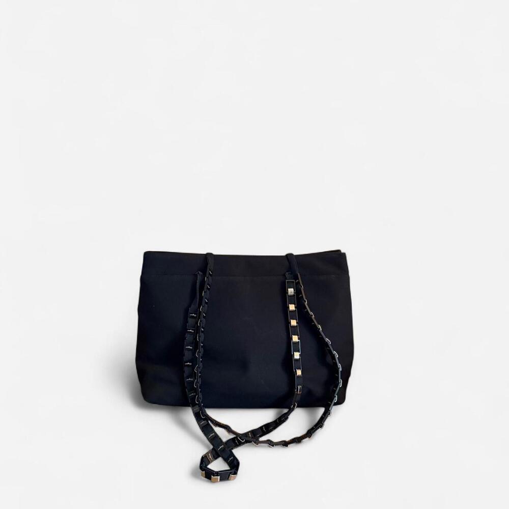 Black Salvatore Ferragamo nylon tote with silver hardware